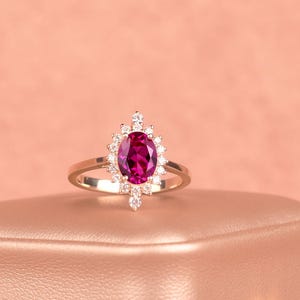 14k Ruby Oval Ring, Engagement Ring, Solitaire Gemstone Ring, July Birthstone Ring, Vintage Style Promise Ring, Handmade Fine Jewelry