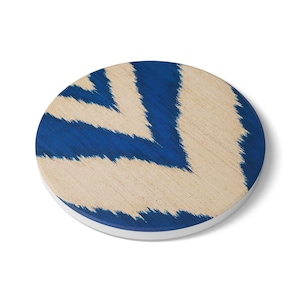 Uzbek Ikat Pattern Ceramic Coaster, Home Décor, Gift for Tea/Coffee Lovers, Housewarming, Wedding, Boho Chic