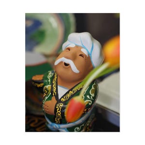 Uzbek Ceramic Figurine Wall Art Unframed Rolled Poster | Home Decor | Gift for Travel Lovers | Wall Art Nomadic Tribal Colorful Art Prints