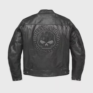 Harley Davidson Motorbike Cowhide Leather Jacket Vintage Harley Davidson Men&#39;s Motorcycle Biker Jacket-Vintage Jacket Gift For bikers