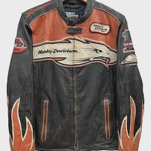 Harley Davidson Motorbike Cowhide Leather Jacket Vintage Harley Davidson Men&#39;s Motorcycle Biker Jacket-Vintage Jacket Gift For bikers