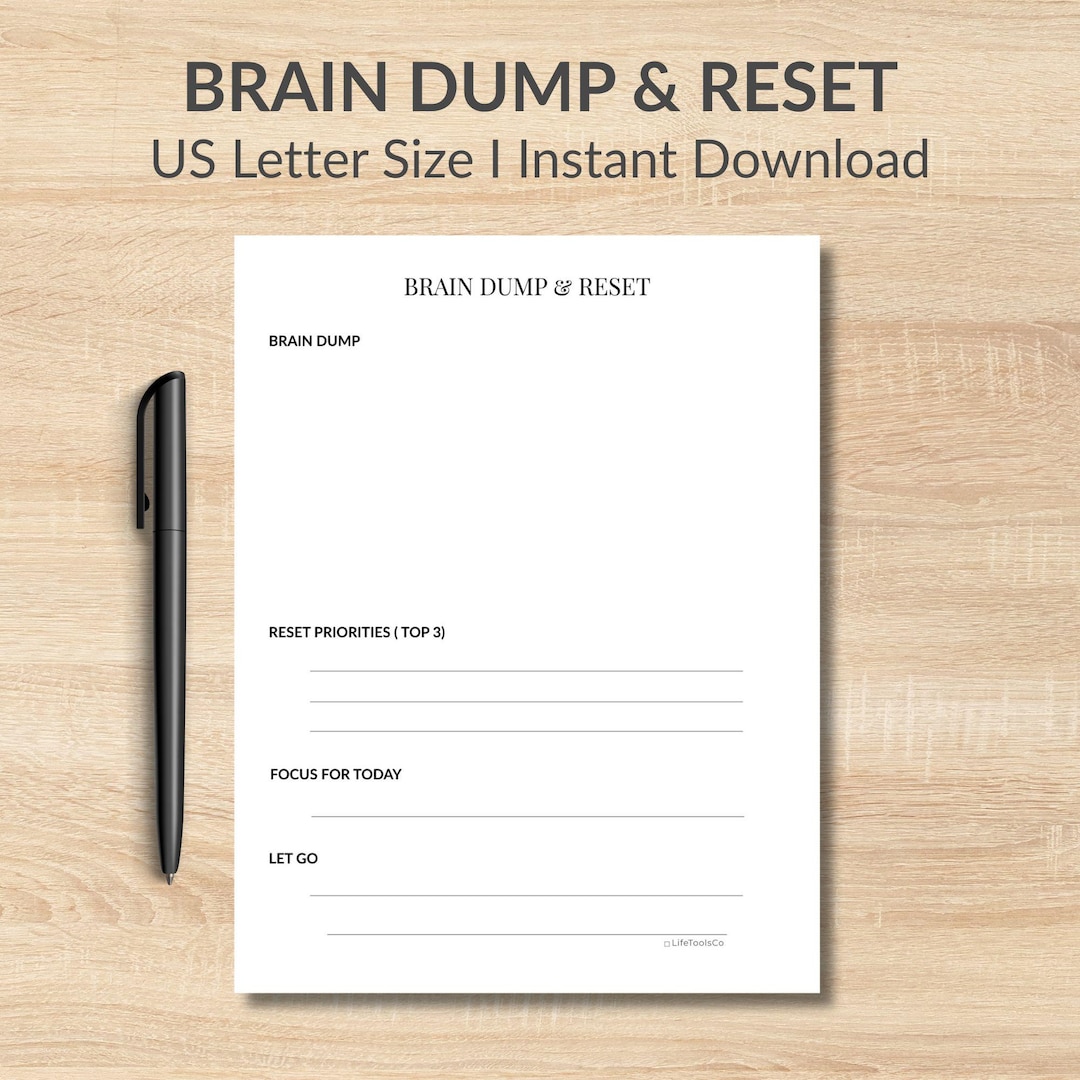 Brain Dump & Reset Planner Printable | Mental Clarity Worksheet ...