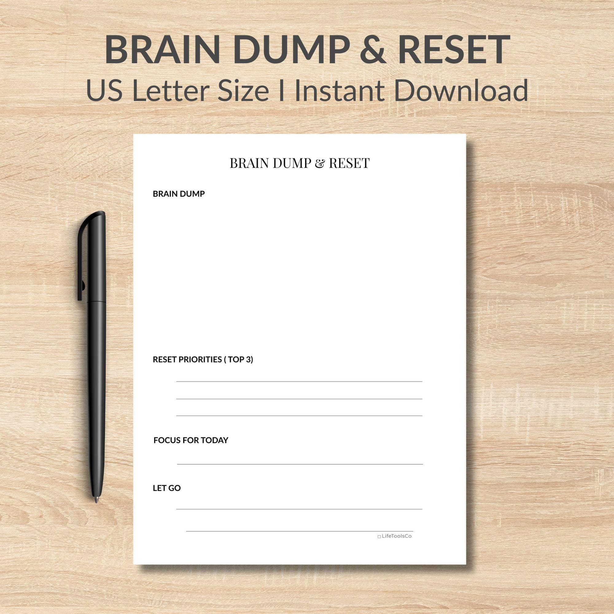 Brain Dump & Reset Planner Printable | Mental Clarity Worksheet ...