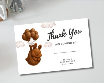 Chocolate Brown Baby Shower Thank You Card, CHYCO Luminari Theme (Digital Download)