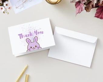 Printable Purple Lulu Thank You Card - 7 x 5in Landscape card - Instant Download PDF