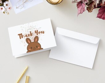 Printable Brown Chyco Thank You Card - 7 x 5in Landscape card - Instant Download PDF
