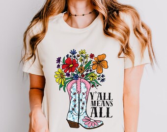Y'all Means All Pride T-Shirt: Western LGBTQ+ Ally Tee