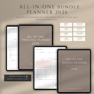 2026 All-in-One Planner Bundle | Digital & Printable Life Organizer (Instant Download)