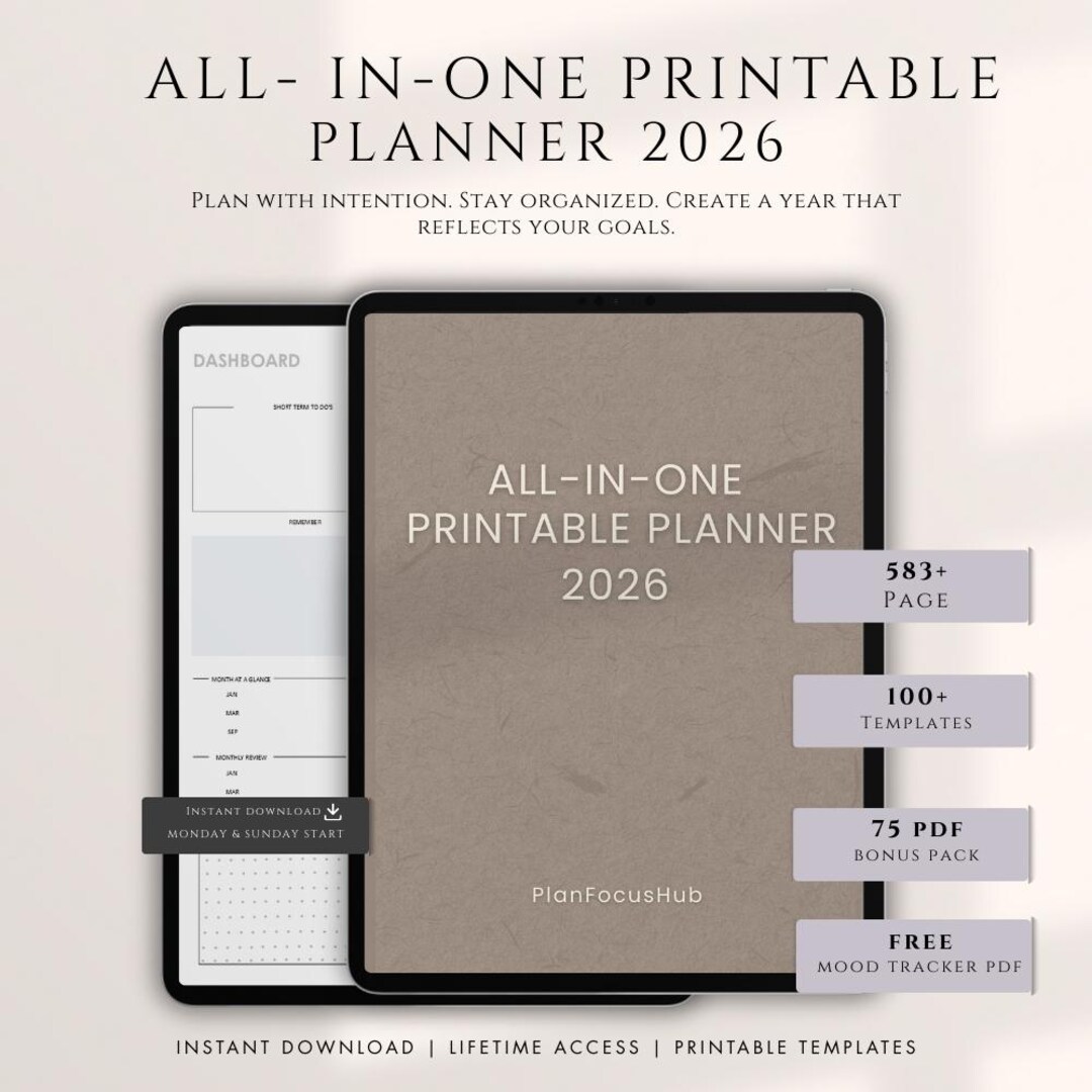 2026 Printable Planner, Daily Weekly Monthly Pages (PDF Digital ...