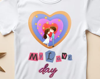 My Love Day Couple Heart Clipart – SVG romantique pour la Saint-Valentin (téléchargement numérique)