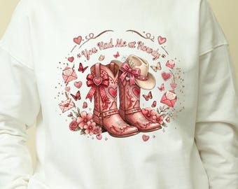 Bottes de cow-girl Saint-Valentin SVG PNG, You Had Me at Howdy Western Design (téléchargement numérique)