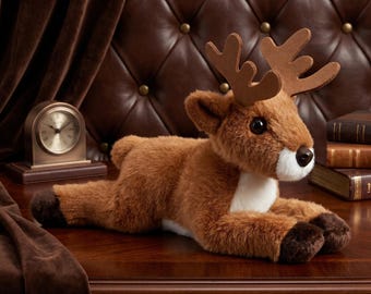 Mini peluche chevreuil, animal de la forêt souple 20 cm, corps de disquette, décoration de chambre d'enfant