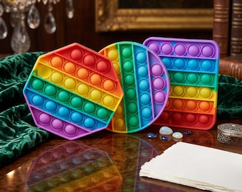 Ensemble de 3 jouets Pop It Fidget arc-en-ciel, jouets sensoriels en silicone pour soulager le stress