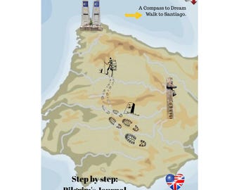 Guida e diario del Cammino di Santiago/Pianificatore del pellegrino/PDF stampabile in formato A5/Download digitale/Preparazione del Cammino/Guida digitale del pellegrino