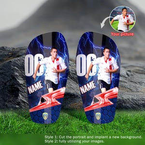 Custom football shin guards, personalized mini shin guards, exclusive shin guard and cover gifts, kids football shin guard gifts