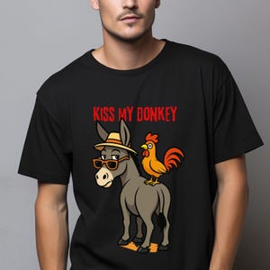 Funny Donkey Shirt - &quot;Kiss My Donkey&quot; Graphic Tee - Sarcastic Humor T-Shirt - Printable Digital Download