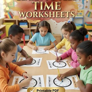 Lerne die Zeit zu messen Arbeitsblätter - Zeichne die Uhrzeiger Aktivität (PDF-Download) für Kinder von 5 bis 8 Jahren