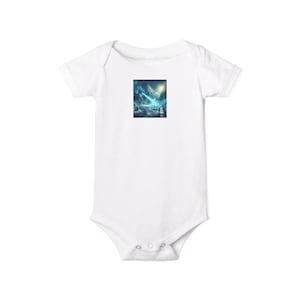Blue Dragon Baby Onesie, 100% Combed Cotton Infant Jersey Jumpsuit for Newborns, Envelope Neck & Snap Button Closure, Dragon Print Bodysuit