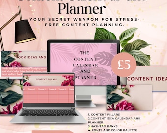 Ultimate Content Calendar & Planner | Monthly Social Media Planning Template with Hashtag Bank, Content Ideas, Tips, Resources
