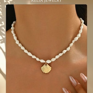 Handmade Pearl and Beaded Layered Sea Charm Necklaces—Ocean-Inspired Shell, Starfish & Whale Tail Charms for Beach Boho Looks
