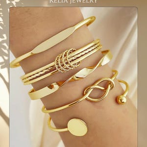 Minimalist Gold or Silver Plated Open Cuff Bracelets for Women, Adjustable Elegant Stackable Bangles for Gift Giving or Daily Style