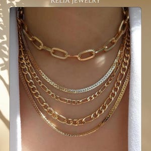 Layered Gold Chain Necklace Set for Women—Statement Choker with Butterfly, Cross, and Heart Pendants—Trendy Elegant Jewelry Gift