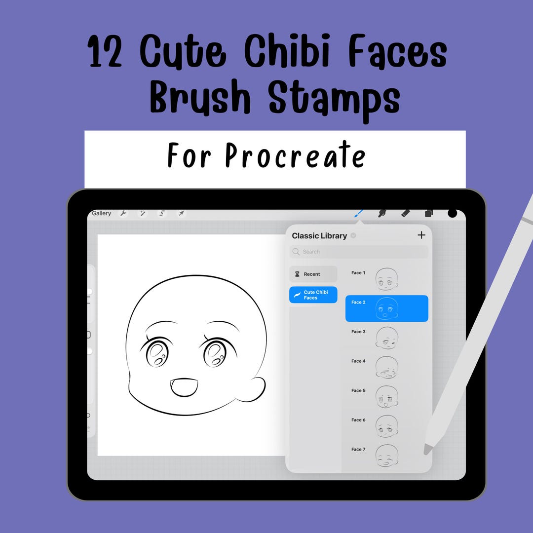 Chibi Faces Procreate Stamps, Cartoon Brush Set (digital Download) - Etsy