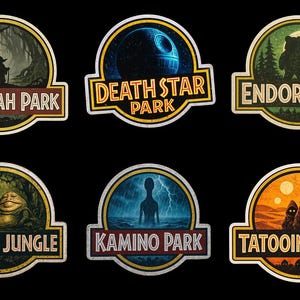 Star Wars Jurassic Park Parody Sticker Pack: Sci-Fi Mashup Decals (Digital Download