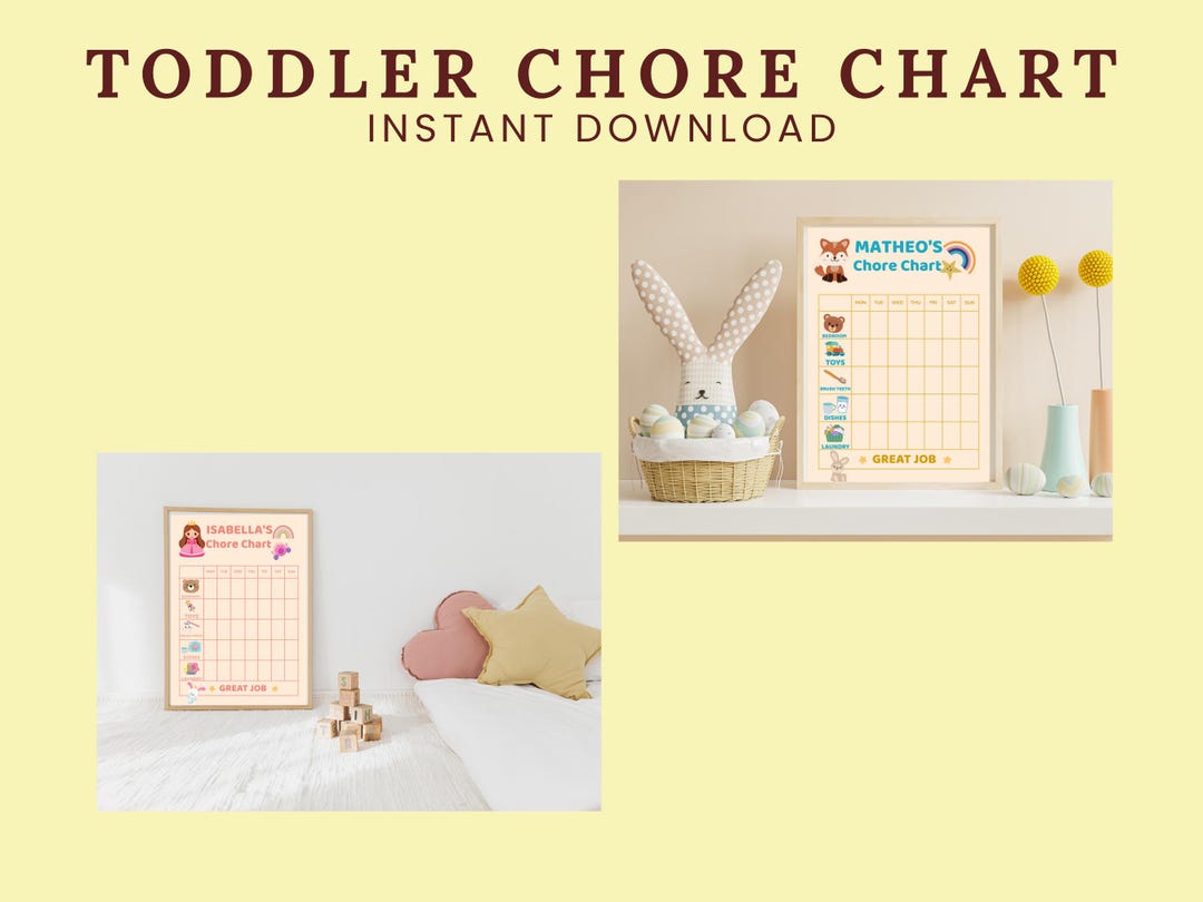 Fun Printable Toddler Chore Chart for Girls & Boys | Kids Daily Routine ...