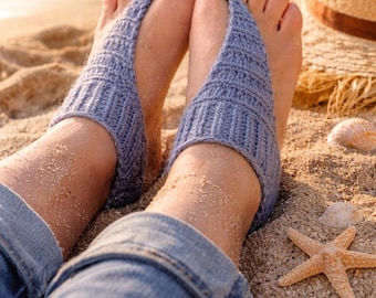 Sandalias descalzas de crochet / Joyas bohemias para la playa con hilo reciclado