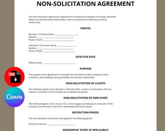 Plantilla de acuerdo de no captación de clientes / Contrato de protección empresarial (Canva)