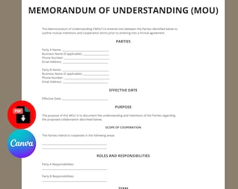Plantilla de Memorando de Entendimiento / Acuerdo de Colaboración Empresarial (Descarga en Canva)