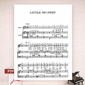 Little Bo Peep Easy Klavier Noten PDF | Anfänger Schaf Solo