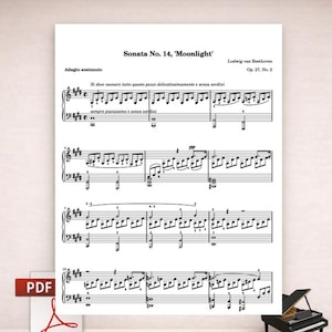 Moonlight-sonate Bladmuziek piano • Beethoven Op.27 nr. 2 (pdf) - 23 pagina's