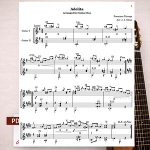 Adelita Tarrega | Guitar Duet Noter (PDF)