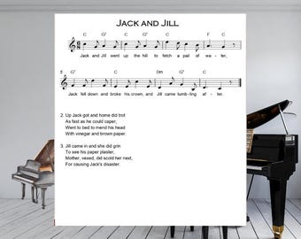 Jack en Jill Easy Piano bladmuziek pdf | Hill-solo voor beginners
