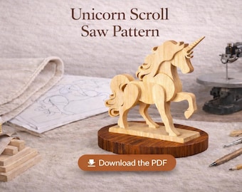 Unicorn Scroll Saw Pattern | Fantasy Woodworking Plan | Unicorn Wooden Sculpture Template | DIY Wood Craft Pattern | Digital PDF Download