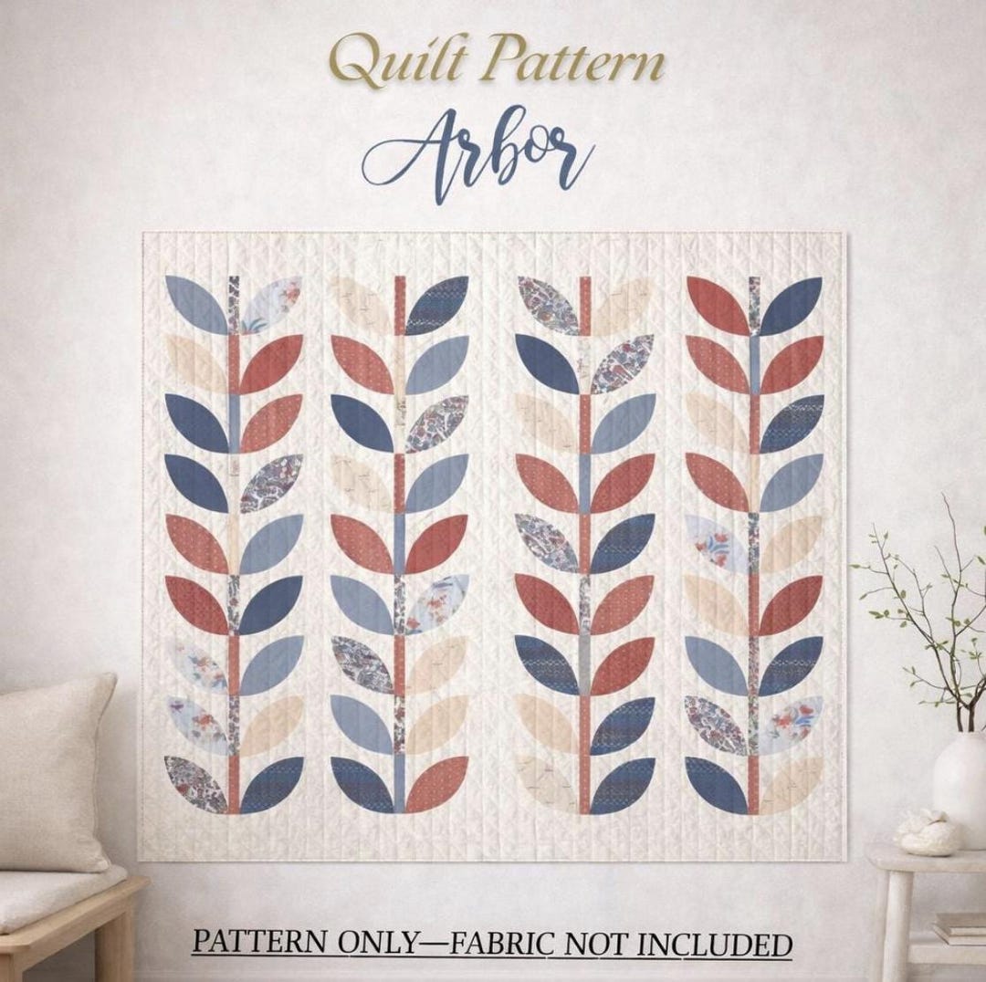 Arbor Quilt Pattern PDF, Modern Leaf Applique, Beginner Patchwork ...