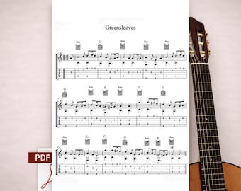 Greensleeves Guitar Sheet Music PDF | Intermediate English Folk Solo