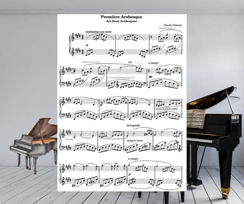 Arabesque No.1 Piano Sheet Music PDF | Claude Debussy | Public Domain | 5 Pages Printable image 1