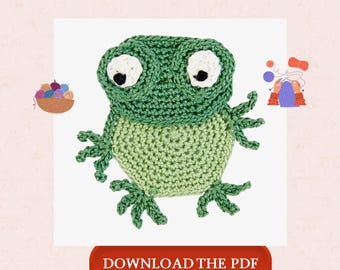 Frog Crochet Pattern PDF, Cute Frog Amigurumi Pattern, Crochet Frog Toy, Animal Crochet Decor, Kids Crochet Gift