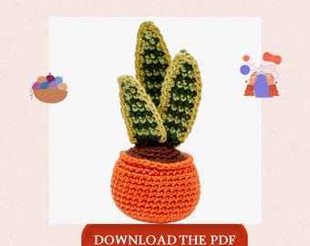 Snake Plant Crochet Pattern PDF, Amigurumi Snake Plant, Sansevieria Crochet Pattern, Potted Houseplant Decor, Instant Download
