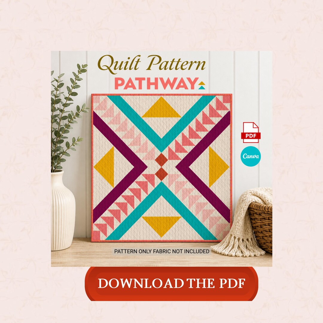 Pathway Quilt Pattern PDF – Modern Geometric Quilt, HST & Flying Geese ...