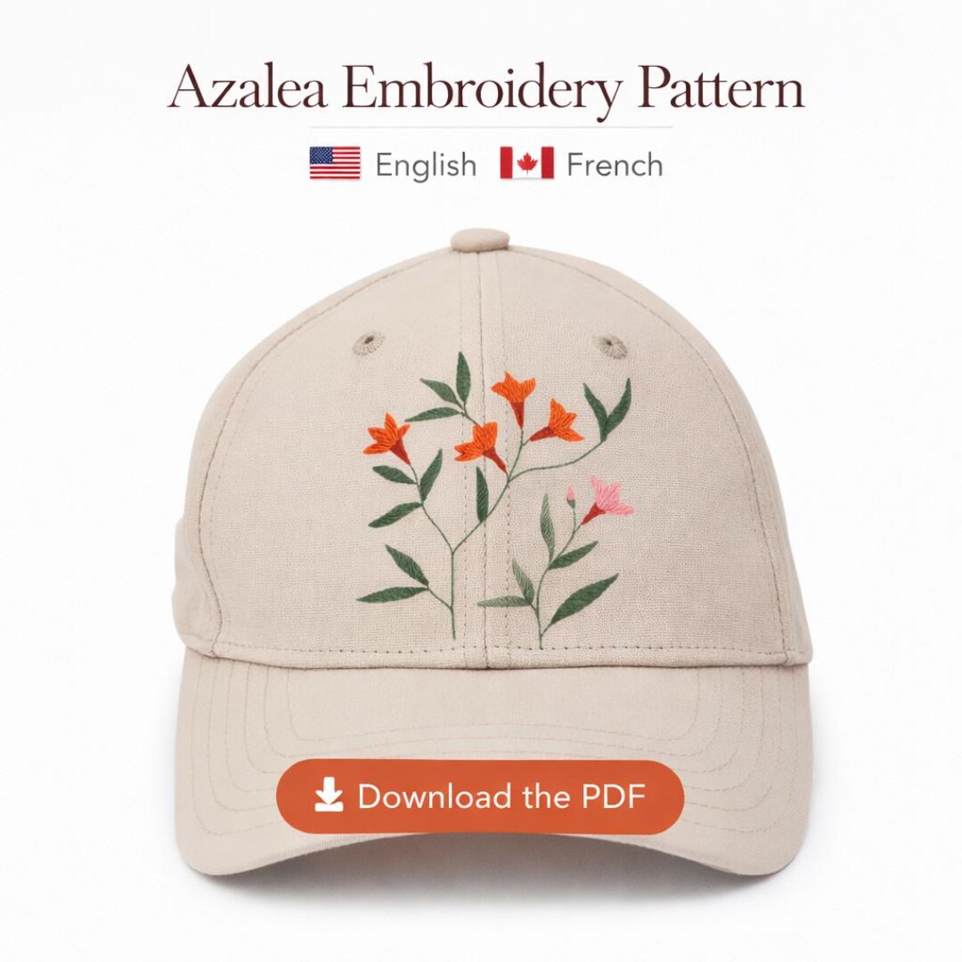 Azalea Embroidery Pattern PDF, Beginner Botanical Floral Design ...