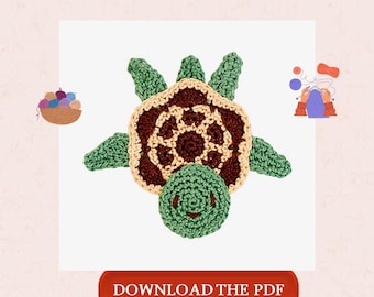 Turtle Crochet Pattern PDF, Cute Turtle Applique Crochet Pattern, Sea Animal Crochet Patch, Baby Clothes Crochet Design