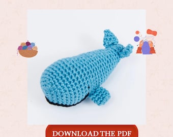 Amigurumi Whale Crochet Pattern PDF, Cute Whale Amigurumi, Crochet Sea Animal Pattern, Ocean Animal Toy, Instant Download