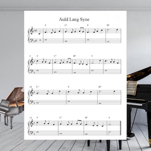 Partitura fácil para piano de Auld Lang Syne (PDF) / Solo de Año Nuevo para principiantes