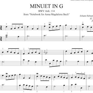 Minuet in G minor - Bach BWV 114 - Piano Sheet Music