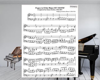 Mozart Fugue in E-flat Major Piano Sheet Music | Sechter Completion (PDF Download)