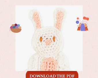 Bunny Crochet Pattern PDF, Cute Rabbit Applique Pattern, Crochet Bunny Patch, Kids Clothing Crochet Design